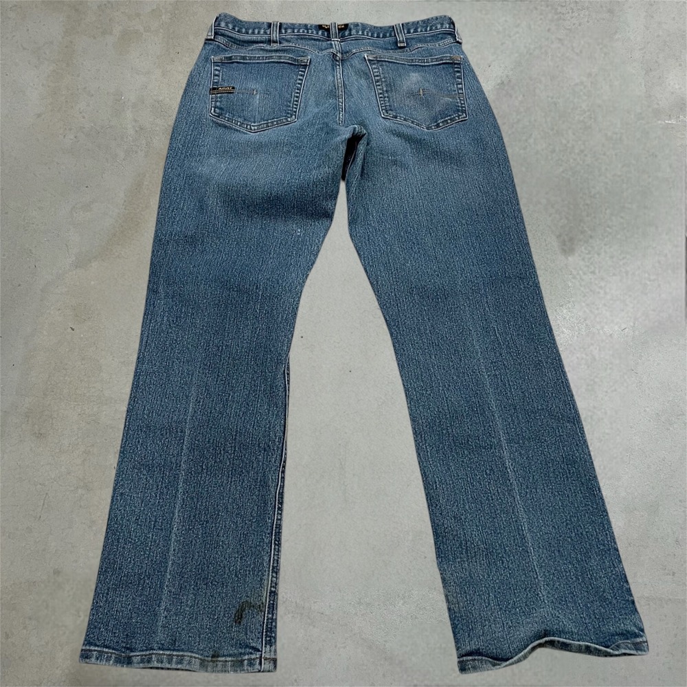 Ariat Rebar M4 Relaxed Bootcut Jeans Mens 34x34 Blue Denim Workwear Utility - Picture 7 of 9